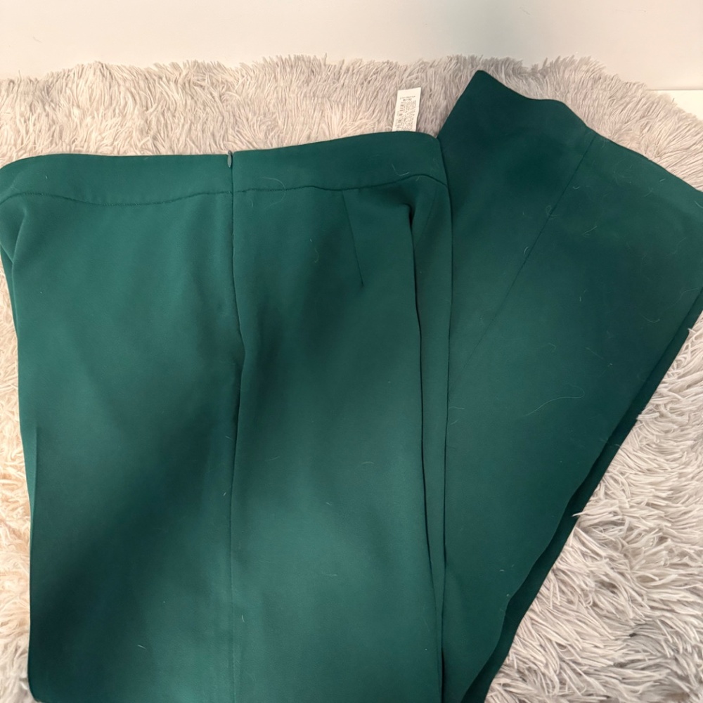 ZARA WOMAN Emerald Green Wide-Leg Polyester Side Zip High Rise Dress Pants - L